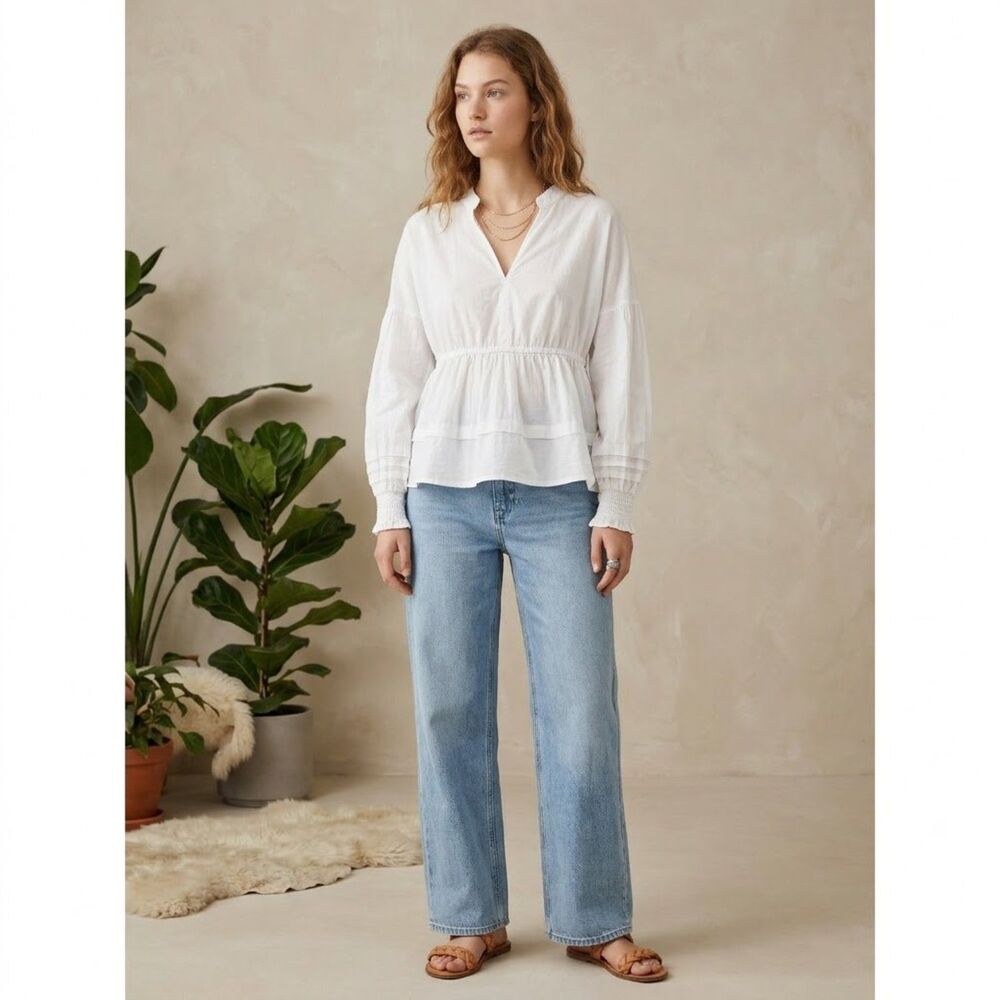 .OBJECT 36 OBJLULA Long Sleeved top Blouse Cotton Linen Scandinavian Top